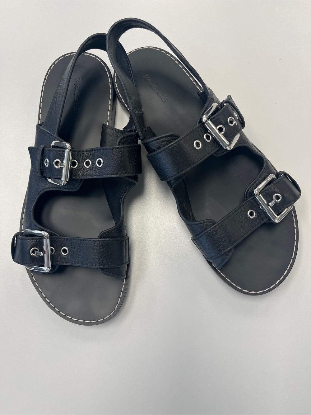 Madewell Black Double-Buckle Women's Leather Sandals 7